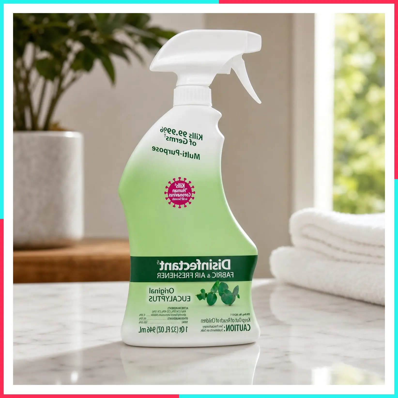 Ready-to-Use Disinfectant and Odor Eliminator, 32 oz Spray Bottle, Original Eucalyptus Scent