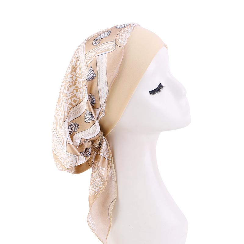 New Braided Turban Hat, Satin Print Tie Chemo Cap, Wide Elastic Sleep Bonnet