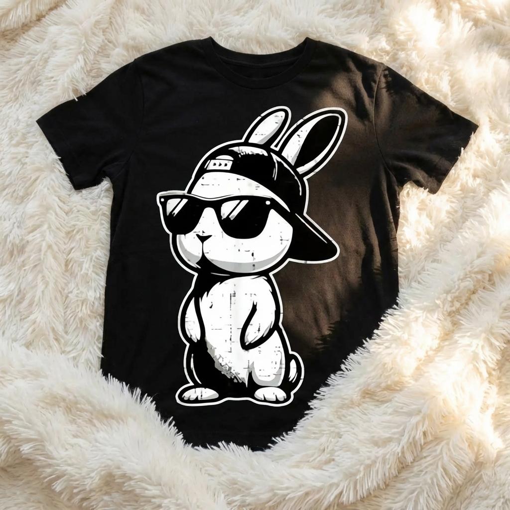 Graphic Tee Easter Bunny Baseball Cap Sunglasses Cute Rabbit Mens T Shirt Man Shirt Easter Shirts for men