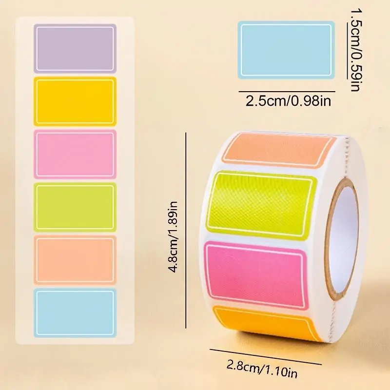 500-Piece Roll Waterproof Color-Coded Index Tabs - Vibrant Durable Sticky Labels for Organizing, Tagging & Personalized Name Tags