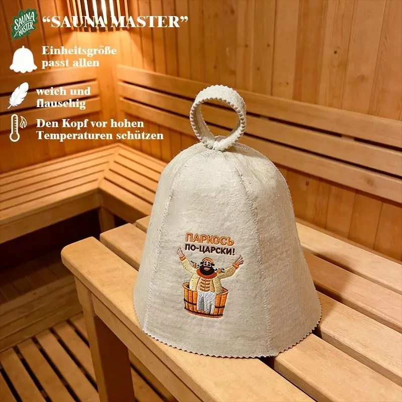 Woolen Bath Cap for Sauna, Protects Head and Ears From Heat, Enhances Hair Care Absorption, Cute Hanging Design, Easy to Use and Store