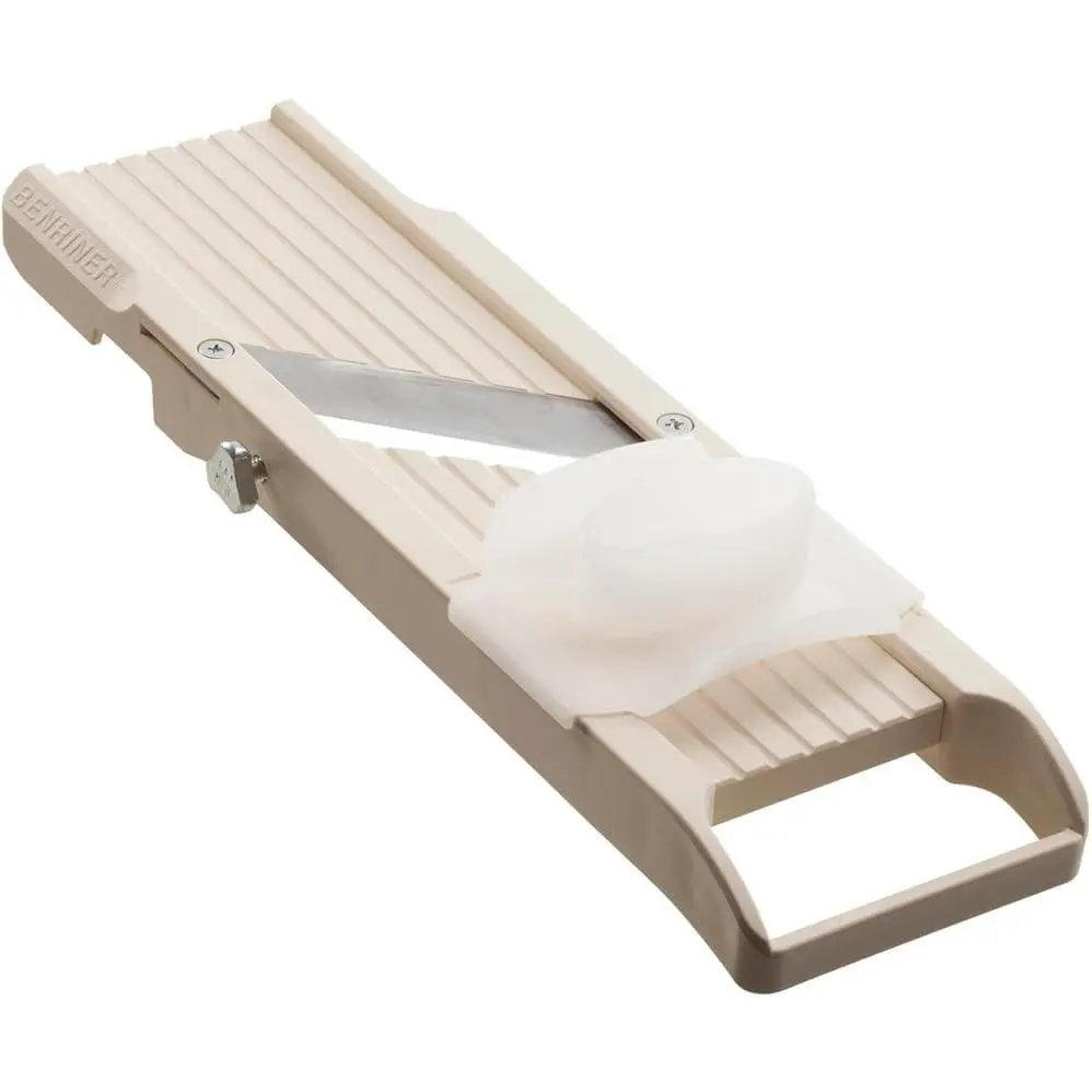 Mandoline Slicer with 4 Blades, Japanese Stainless Steel, BPA Free, 12.75 x 3.625-Inches, Beige