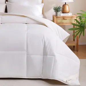 Blend Comforter  Size- 51% Australian  & 49% Microfiber Filling Duvet Insert,   Shell, Medium Weight, Breathable  Comforter (White)