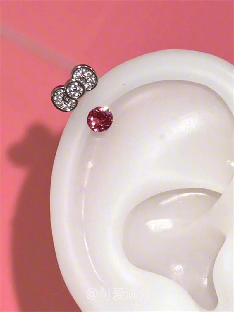 Cute Bowknot Rhinestone 316L Stainless Steel Annular Ear Bone Nail Fashion Delicate Zircon Earring for Women Y2K Punk Jewelry