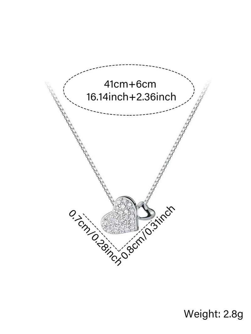 Heart Shaped Pendant Necklace for Women, Dainty Heart Zirconia, Fashion Jewelry for Party, Daily Clothing Decor, Trendy All-match & Exquisite Jewelry for Birthday Gift