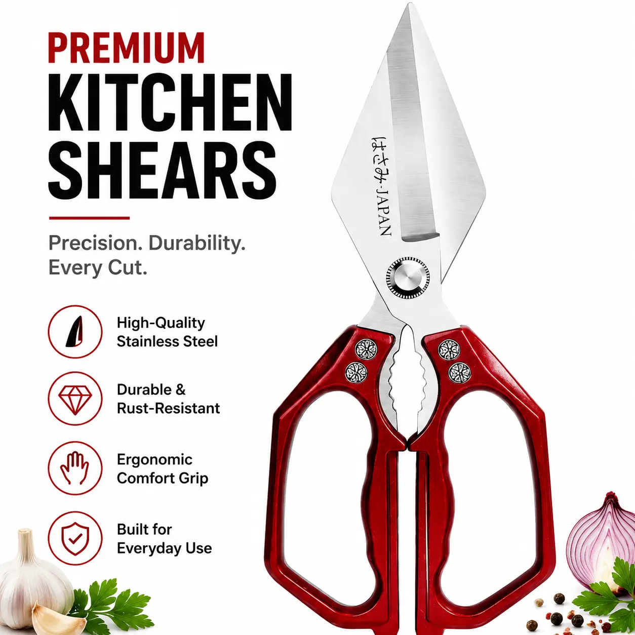 Heavy Duty Kitchen Shears, Ultra Sharp Stainless Steel Poultry Scissors, Multifunctional Chicken Bone Scissors with Ergonomic Aluminum Handle for Meat Fish Vegetables BBQ Home Cooking anti-splash