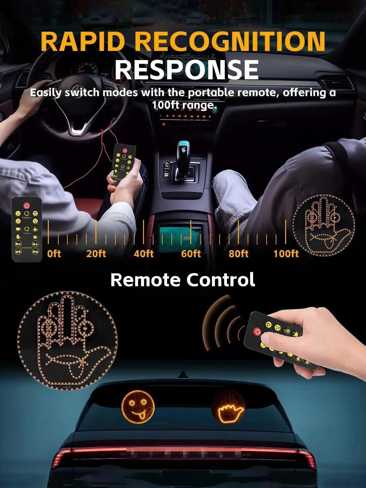 Safe Flip Light for Tailgaters Remote Controlled Super Bright 8 Gesture Car Backlight Board Multiple Modes 2025 Edition with Remote Control interior  glow