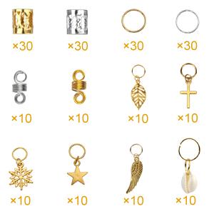 200 Hair Beads for Women Braids, Loc  for Hair, Dreadlocks Accessories, Metal Gold Sier Clips Cuffs Coils Shells Rings for Hair Braiding Beard Decoration for Girls Women
