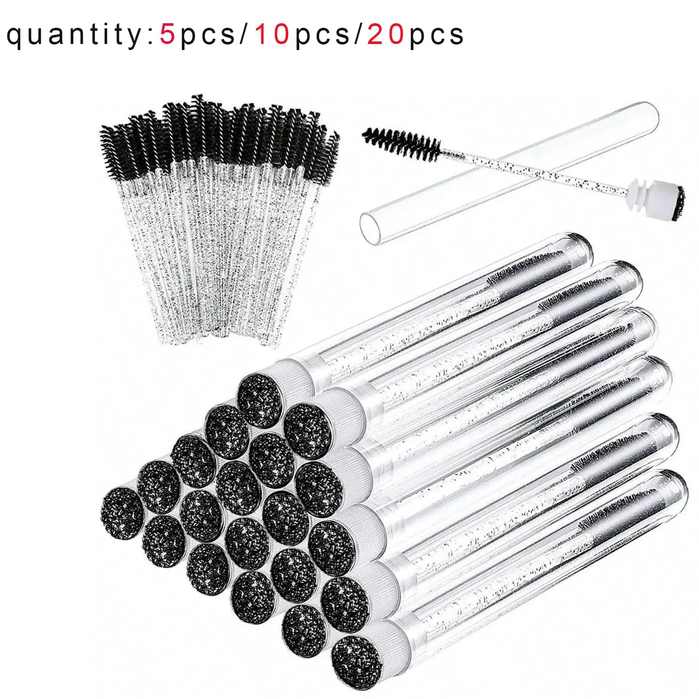Lash Brush with Mascara Stick Container, Bendable Disposable Eyebrow Rollers, False Lashes Applicator, Crystal, Makeup Tools, Cosmetic Tool, Eyelash Tools