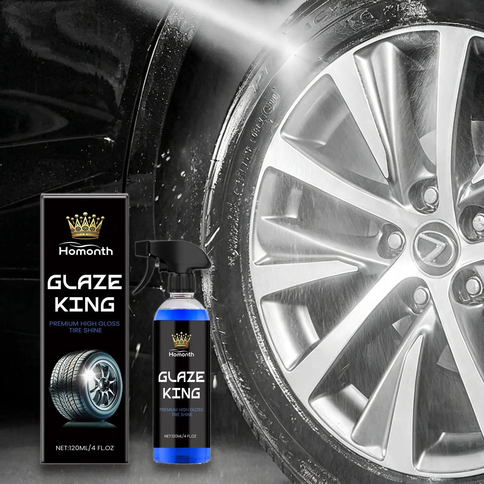 Car Tire Shine, High Gloss Tire Shine, Tire Coating, Solvent-based Tire and Trim Protective Plastic Rubber Wheel Repair Agent, Professional Car Care Product