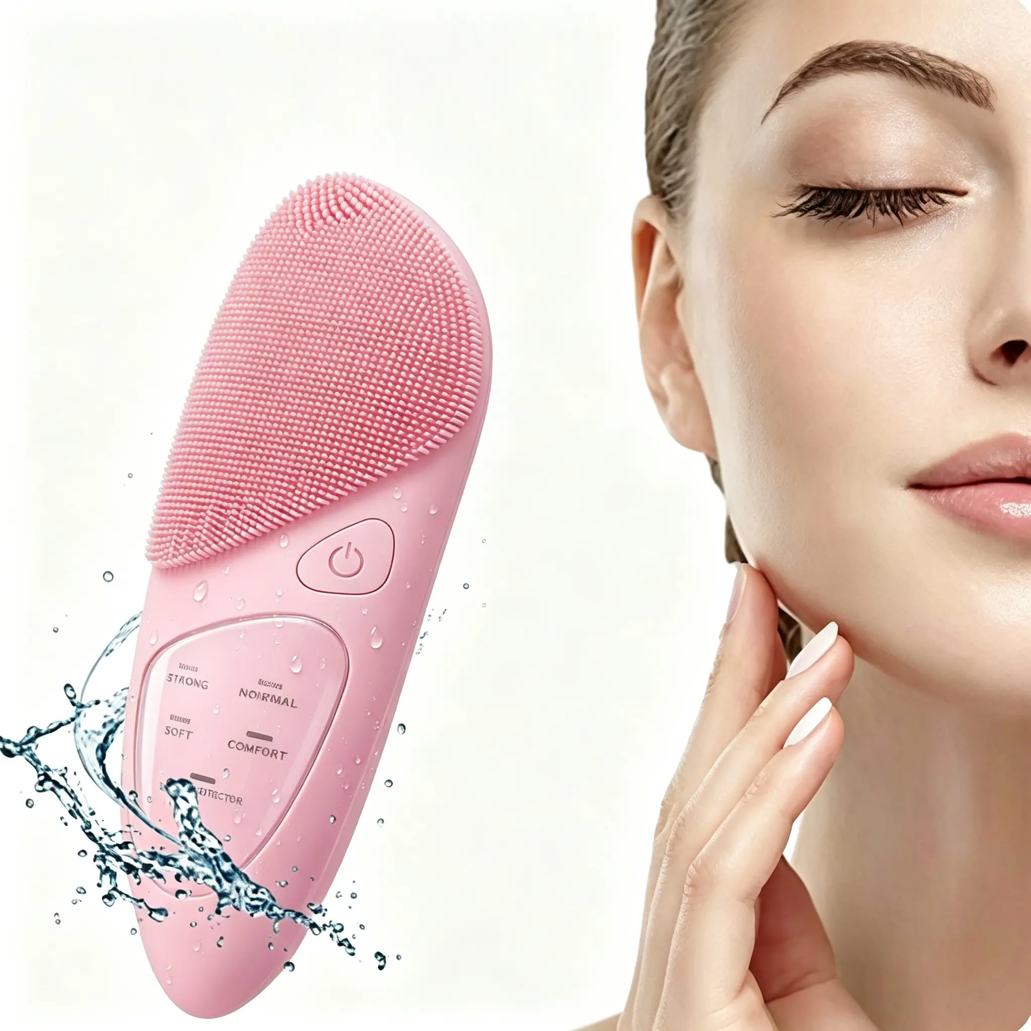 Waterproof Electric Silicone Facial Cleansing Brush, Ergonomic Rechargeable Face Scrubber, Daily Skincare & Cleansing Tool
