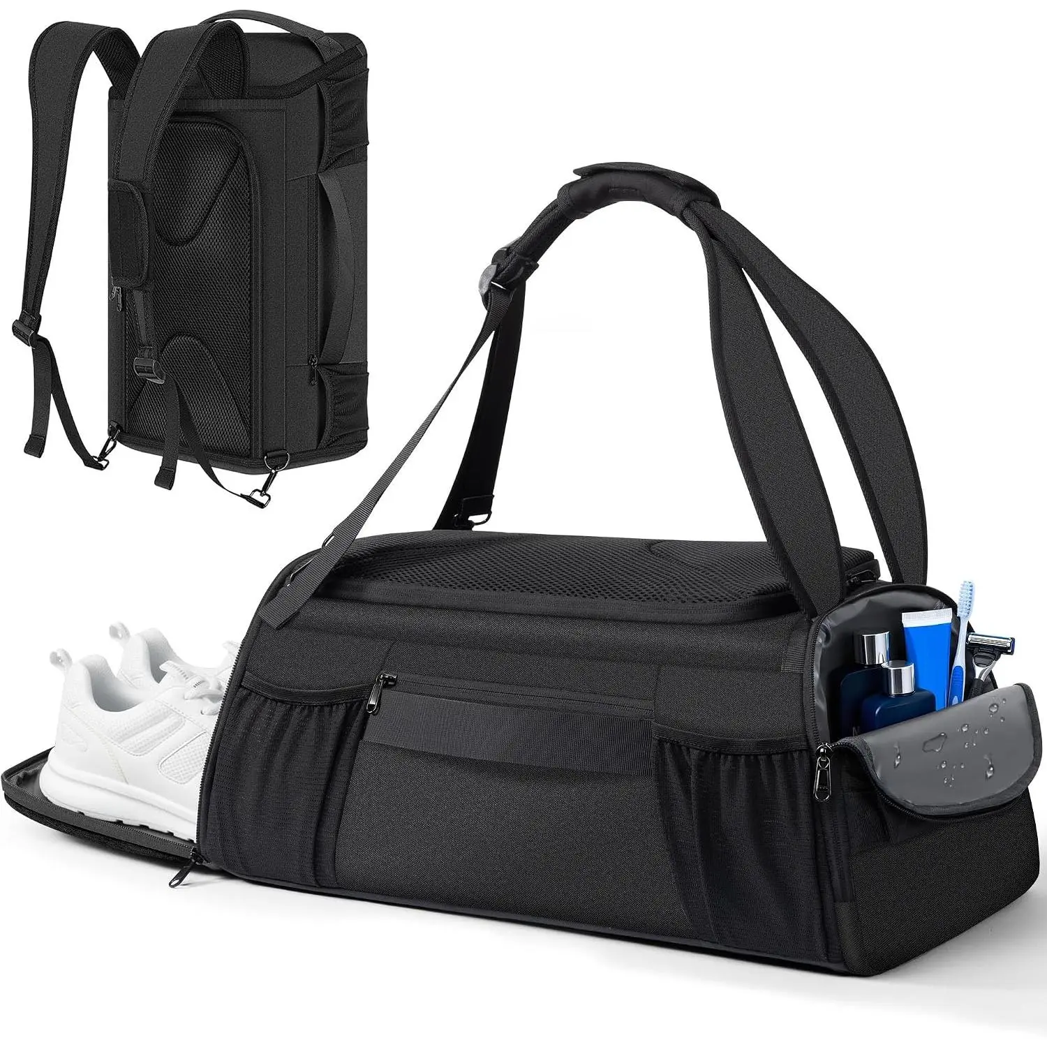 Gym Bag with Shoes Compartment, Duffle Bag, Backpack with Wet Pocket | 3-Way Carry  Overnight Carry  Bag with Two Elastic Bottle Holders for Travel, Workout, ,