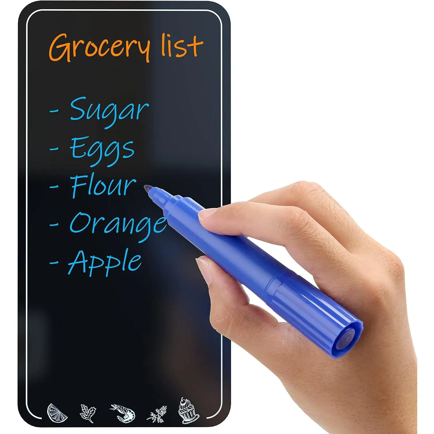 Dry Erase Board for Fridge 4.5 x 8.5 in -  Chalkboard for Fridge Whiteboard  Black Shopping List - Fridge  Board Small Refrigerator Grocery List - Fridge Reminder Board