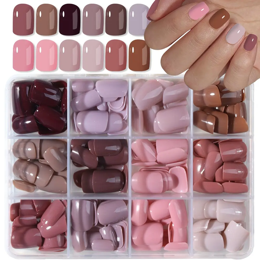 288pcs Multicolor Short Square Press-On Nails, Nail Set, Easy to Apply, Plain Surface, Perfect for Women and Girls, Ideal for Daily Use, Parties, Various Occasions