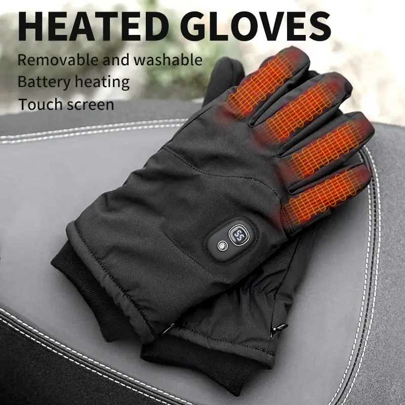 Full Coverage Warm Gloves, Heated Gloves for Fingers and Back of Hands, Waterproof and Windproof, Ideal for Winter Riding and Cycling, Touch
