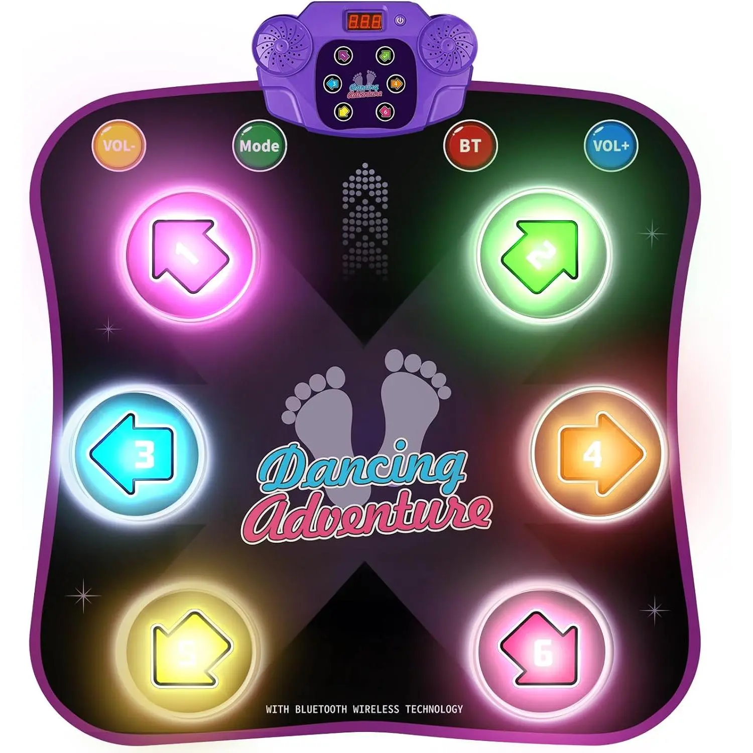 Dance Mat Toys with Bluetooth, Electronic Dance Pad for 3-12 Year Old Kids | Music Dance Mat with Bluetooth, Light-up 6-Button, 5 Game Modes, Birthday Toys Gifts for 3 4 5 6 7 8 9 10+ Year Old Girls