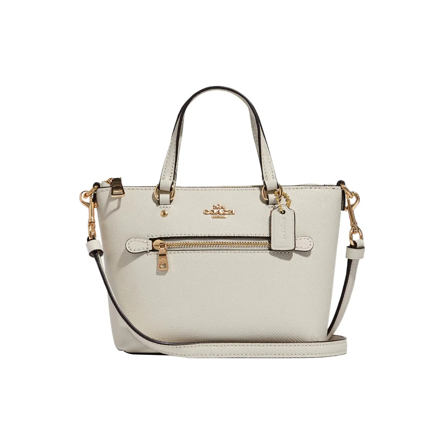 COACH Gallery 20 Solid Cross-Grain Leather Tote Bag for Women – Chalk White