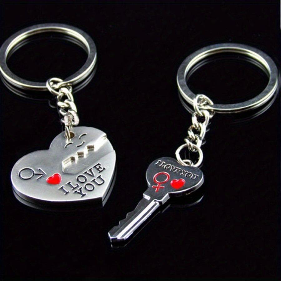 2pcs Set Men Women Cute Heart Key Keychain Couple Key Ring Lovers Key Chain Jewelry Accessory Gift