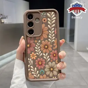 Phone Case Compatible with Galaxy S26 S23 Ultra S24 Plus S25 S22+ Vintage Floral Pattern Shockproof Silicone TPU Bumper Drop Protection Cover Smartphone Casing