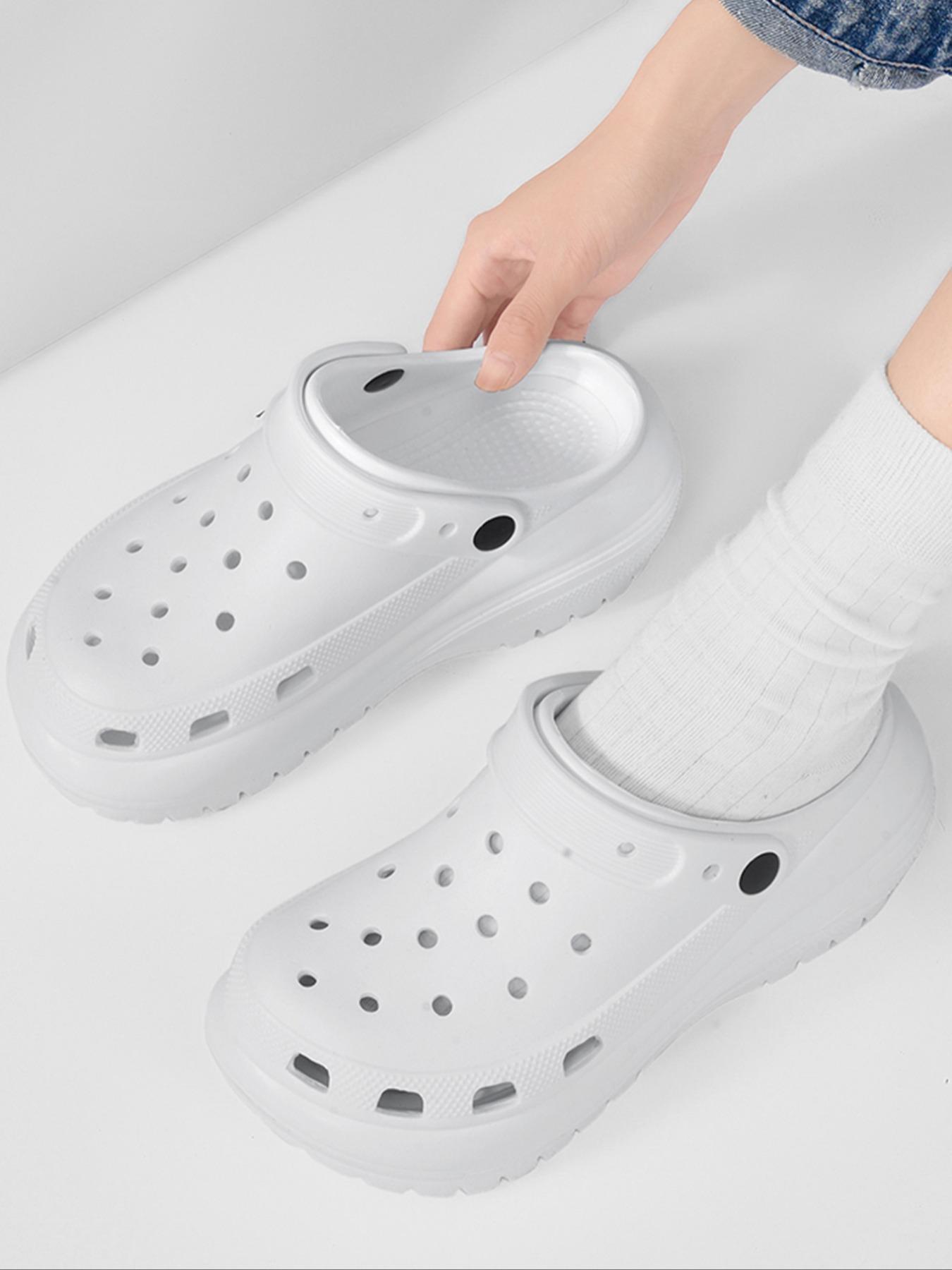 Women's Plain Color Platform Clogs, Casual Comfortable Breathable Clogs, Fashionable Shoes for Indoor & Outdoor Wear, Beach Shoes Slippers