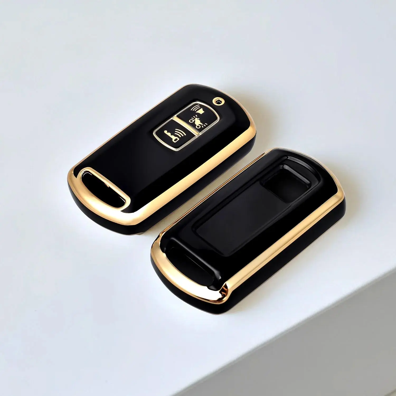 100% Brand New Plastic Car & Motorcycle Key Case Cover Fob Shell with Black Keychain - Key Protection for Honda Scoopy 2022, Airblade 150, PCX Click 150, VARIO 125, Vario 150i, SH125 (As Shown in Picture)