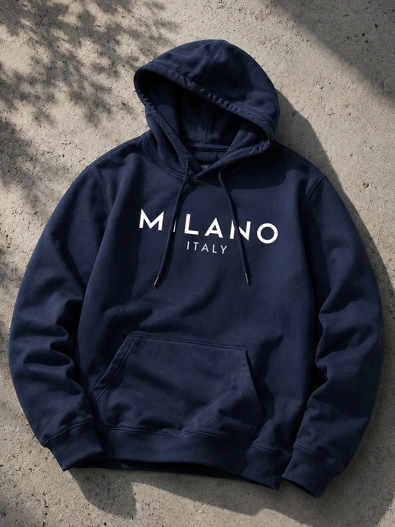 Men's Hooded Sweatshirt, Milano Letter Design, Loose Fit Casual Style, Fall Winter Daily Wear, Pullover Sweatshirt