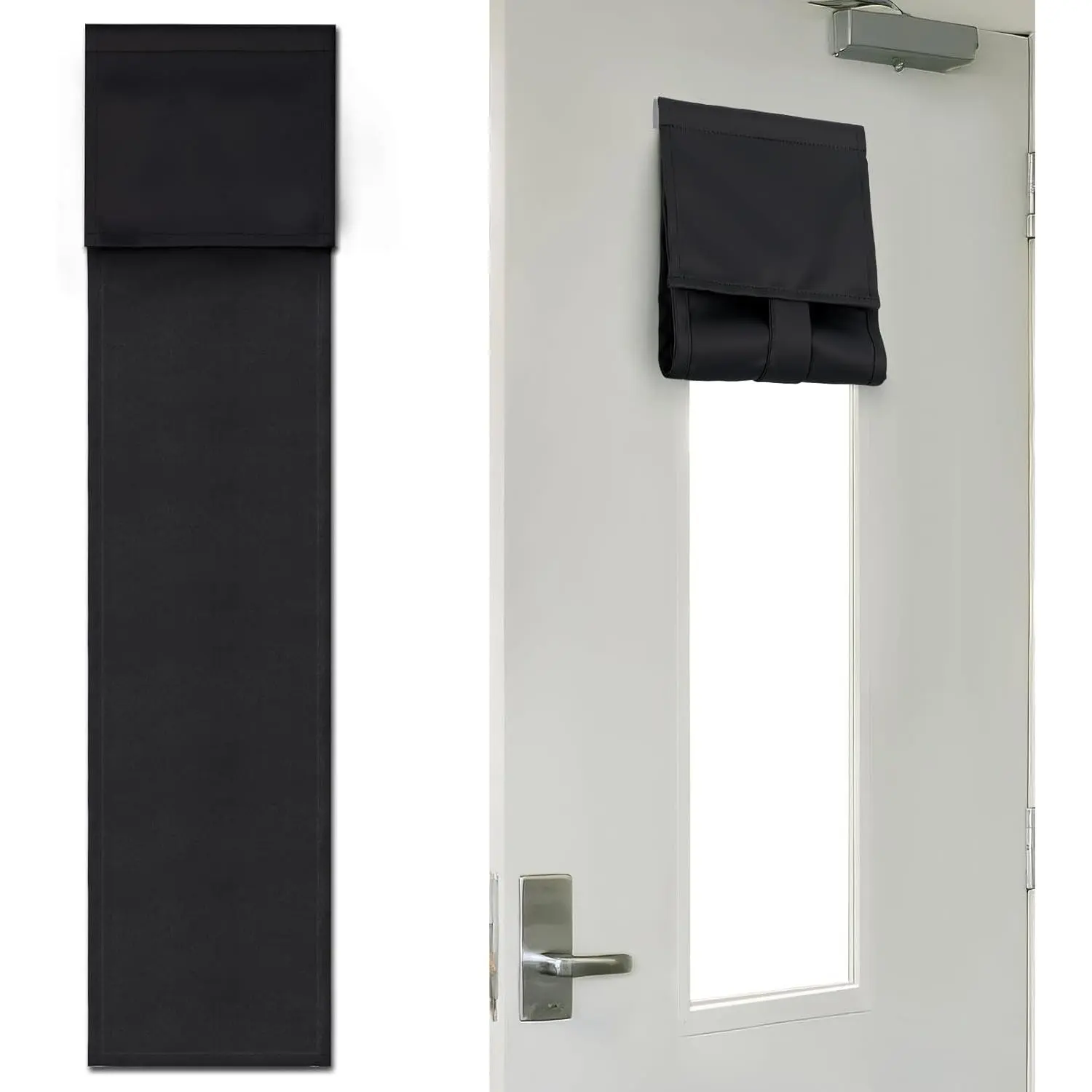 Blackout Curtain for Windows - 1 Pack Fabric Shade, 6''x32'' Classroom Door Window Cover Blocking 100% Views & 90% Sunlight, Black Lockdown Privacy Long Panel Full Length Curtain