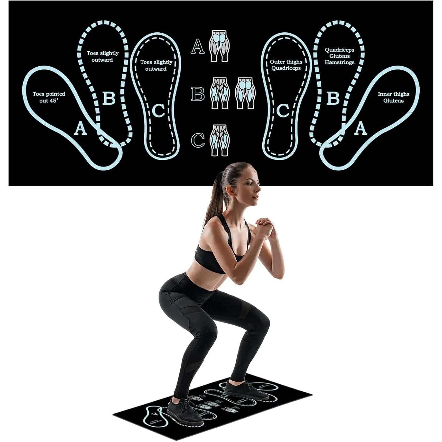 Anti-Slip Squat Mat, Squat Mat with Foot Position Sports Accessories for Home Workout, Anti-Slip & Shock-Absorbing Scientific Design Suitable for Home & Gym Use