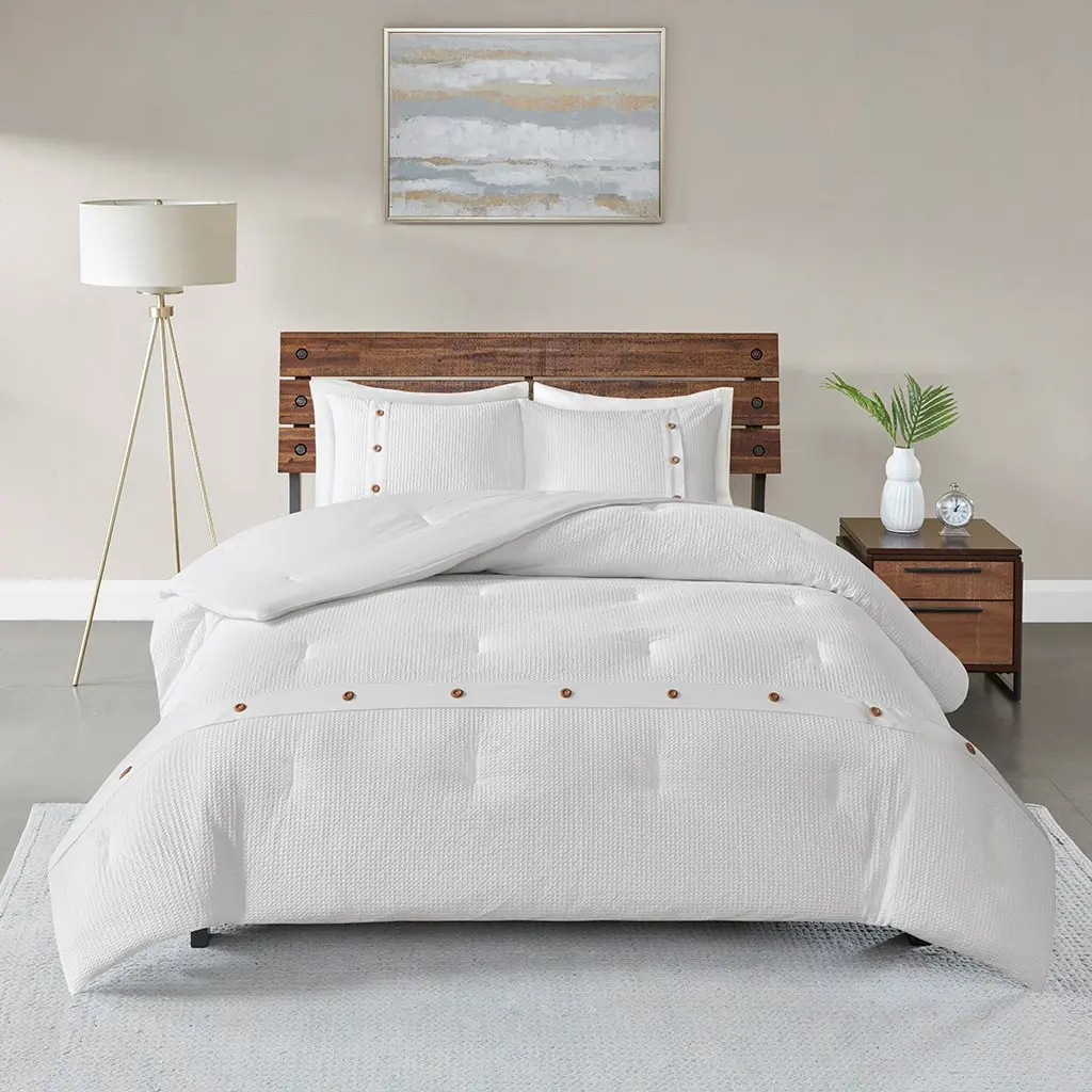 ARCH 3 Piece Cotton Comforter Set White Full/Queen Size Soft Breathable Bedding Set with Cozy Lightweight Quilted Blanket for All Season Bedroom Guest Room Dorm Home Decor Essential, Home Furniture and Household Product Search Terms