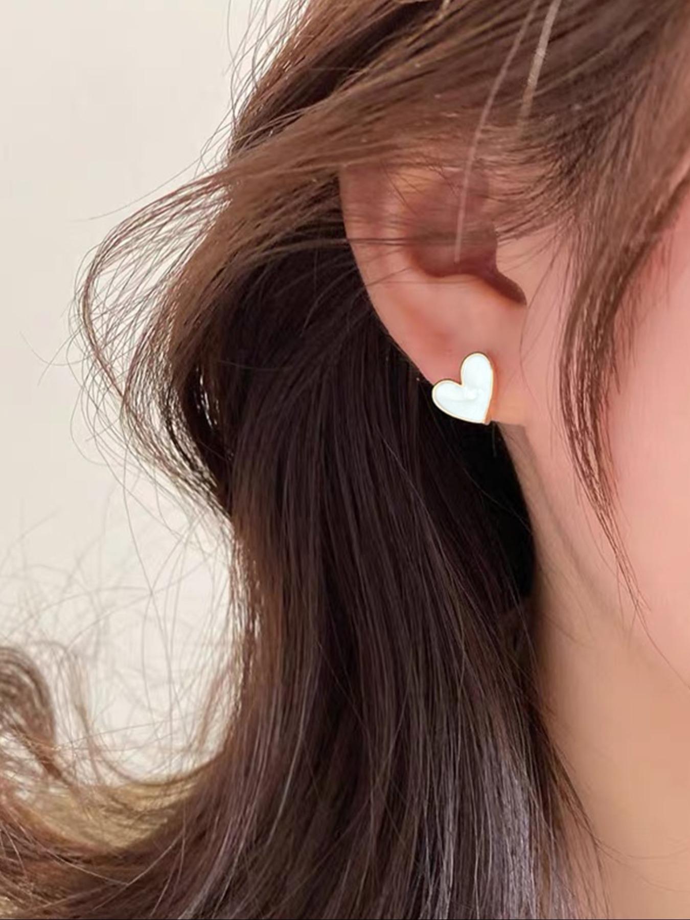 Heart Shaped Stud Earrings, Fashionable Earrings for Women & Girls, Casual Jewelry for Party, Daily Clothing Decor, Trendy All-match & Exquisite Jewelry for Gift, Flat Back Earrings, Studs Earrings