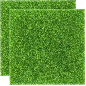 2 Pieces of 12x12 Inches Fake Grass for Crafts - Artificial Grass - DIY Mini Garden Decor - Faux Turf Squares