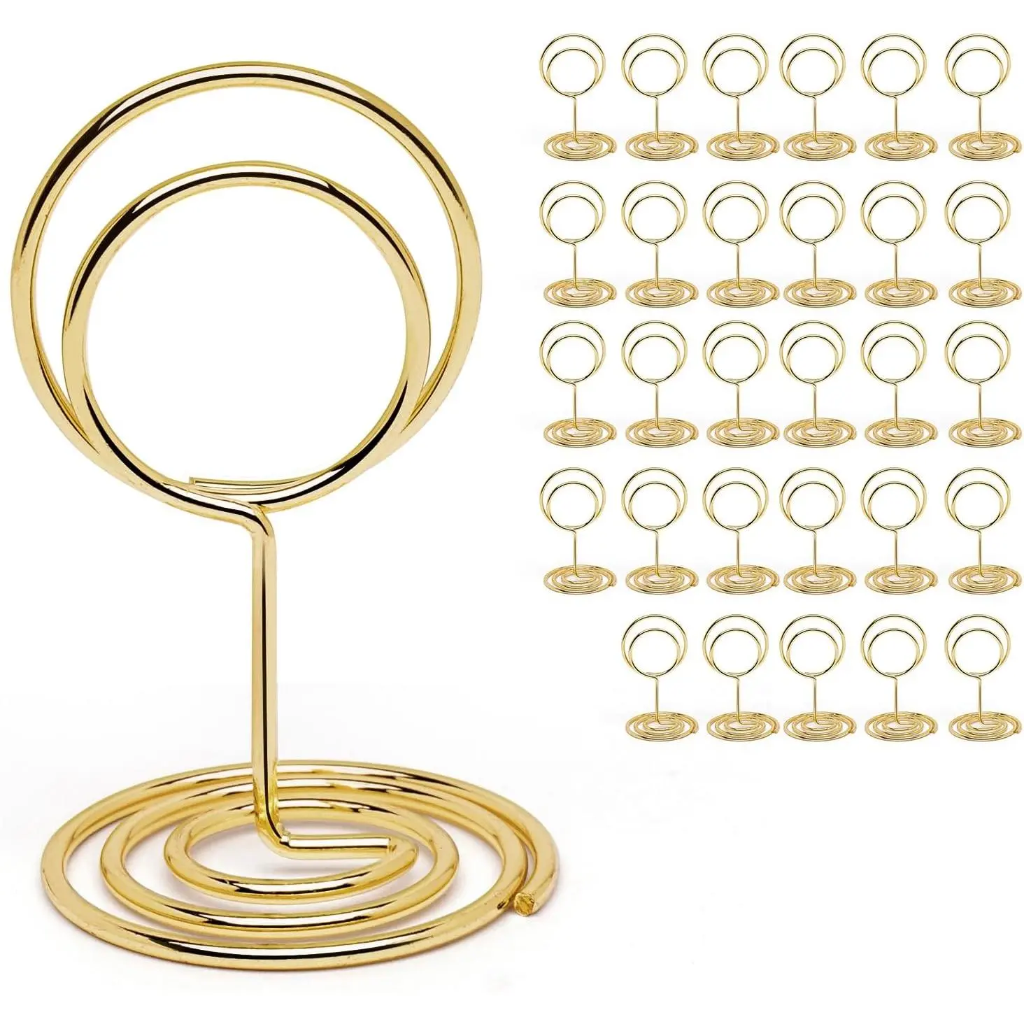 30PCS Table Number Holders Place Card Holder - Photo Holders for Tables, Cards Stand Name Menu Clips,Small Table Sign Holders for Wedding Anniversary Birthday Party (Gold)