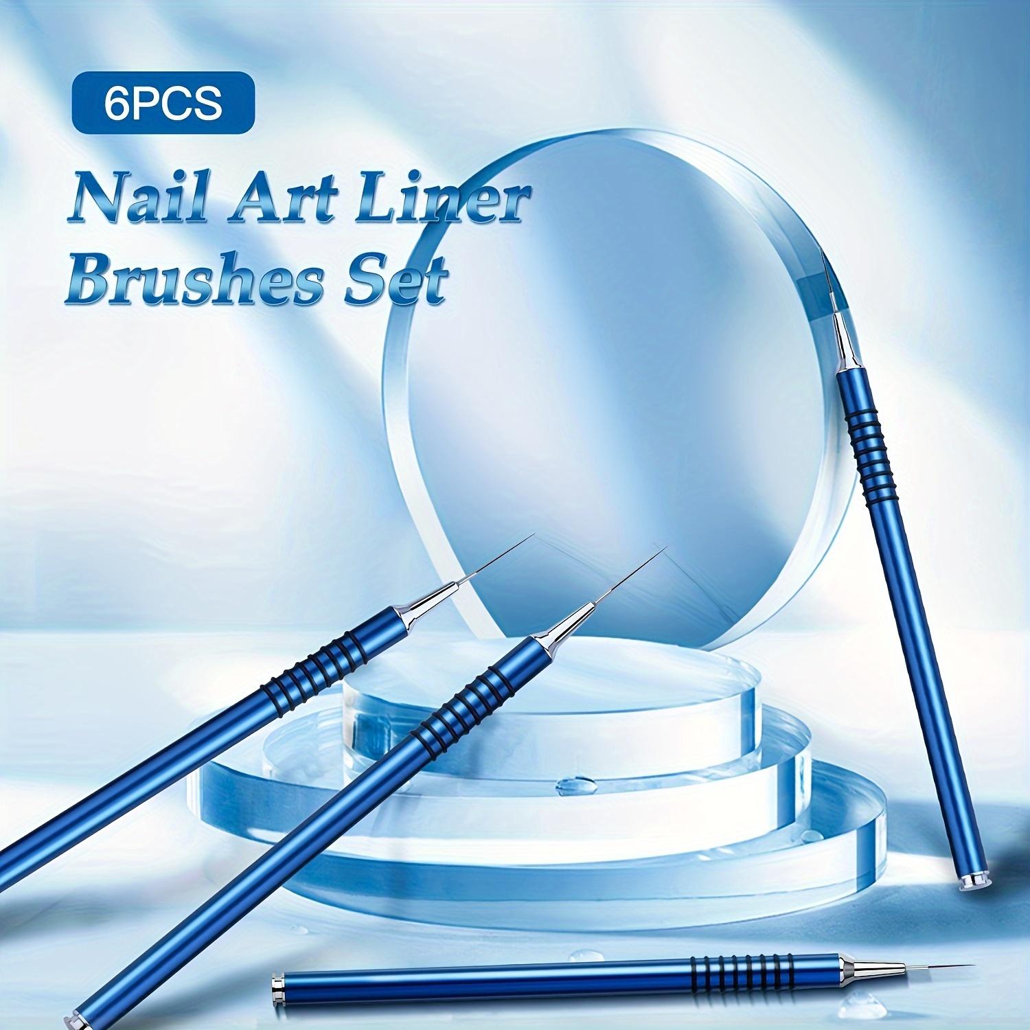 Nail Art Detailer Striping Brush Set with Metal Handles, 6-Piece Nail Liner Brush Kit for Manicure Painting, Nail Art Tools, Nail Art Accessories #GLOBAL PICKS