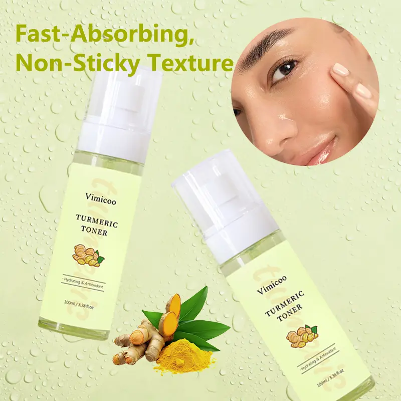Vimicoo Turmeric Facial Toner with Ginger Centella Asiatica & Hyaluronic Acid, Hydrating Antioxidant Face Mist, Niacinamide Panthenol Soothing Skin Care Spray for All Skin Types 100ml