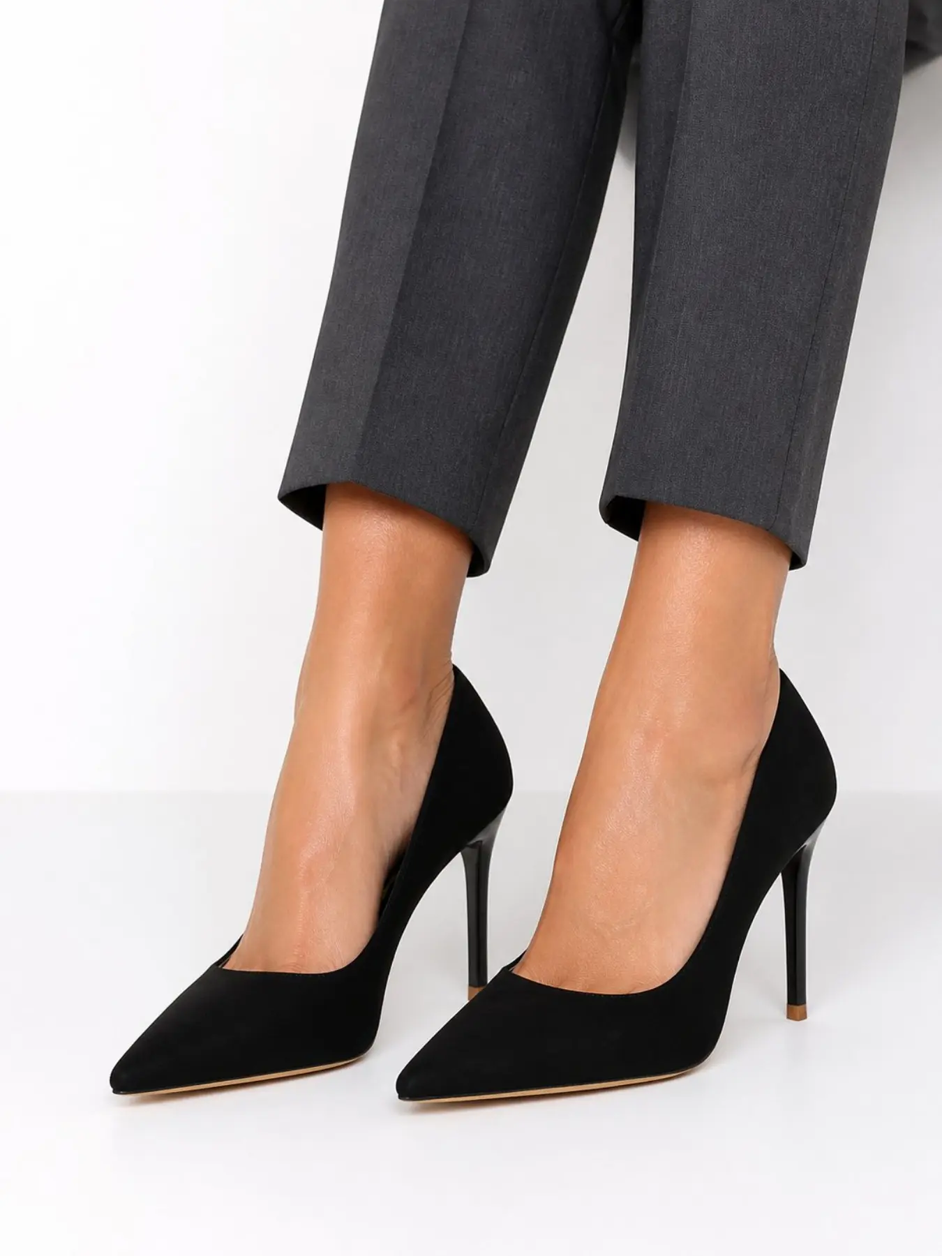Women's Black Suede Pointed Toe Stiletto Heels, Minimalist & Slimming Pumps, Versatile for Dates, Night Out, Club Parties & Daily Wear