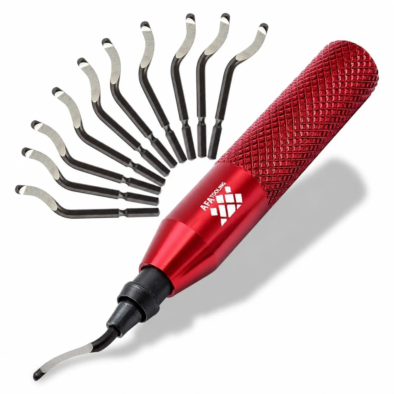Deburring Tool, 11 M2 , Red CNC Anodized  Handle |    printing, metal, PVC, copper,  and plastic;  steel gives 360- rotation  curves & holes