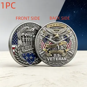 1PC Honor Tribute Challenge Coin Alloy 3D Relief Collectible Medal Courage Memorial Theme Keepsake Souvenir Gift For Father Birthday Anniversary Holiday Home Office Shelf Display Collection Commemorative And Decorative Collectibles