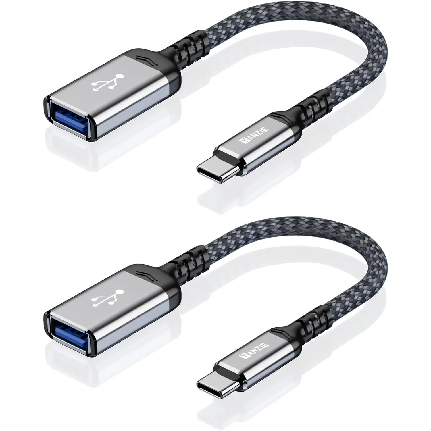 2-Pieces Compact USB C Male to USB A Female Adapter - USB 3.0 OTG Converter, 5Gbps Speed, Compatible with iPhone 17/16/15, MacBook Air 2025, Galaxy S25, Pixel 9, Otg Support