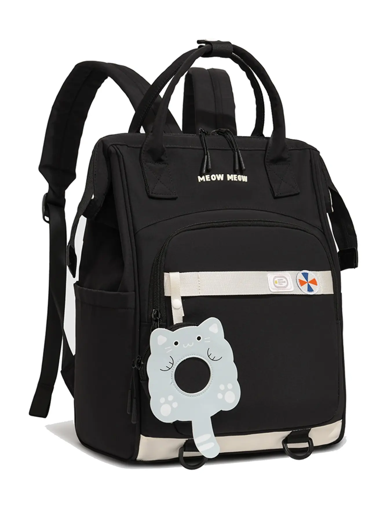 Large Capacity Mom Bag Backpack, Cute Baby Carrier with Multiple Compartments, Attachable Stroller Strap, Cartoon Charm, Ideal for Moms and Students, Diaper Bag Backpack for Halloween