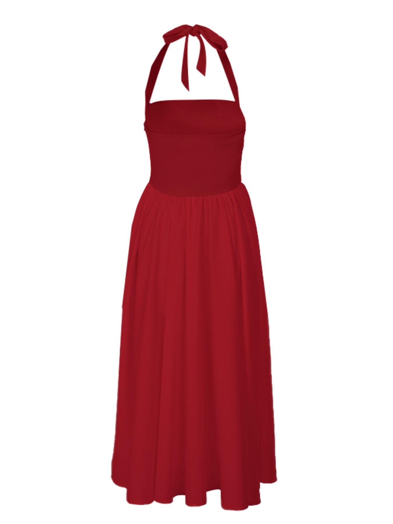 Women's Solid Color Dress, Casual Fashion A Line Dress for Formal Daily Outdoor Wear, Women Gown for Summer, Womenswear Workwear Sleeveless