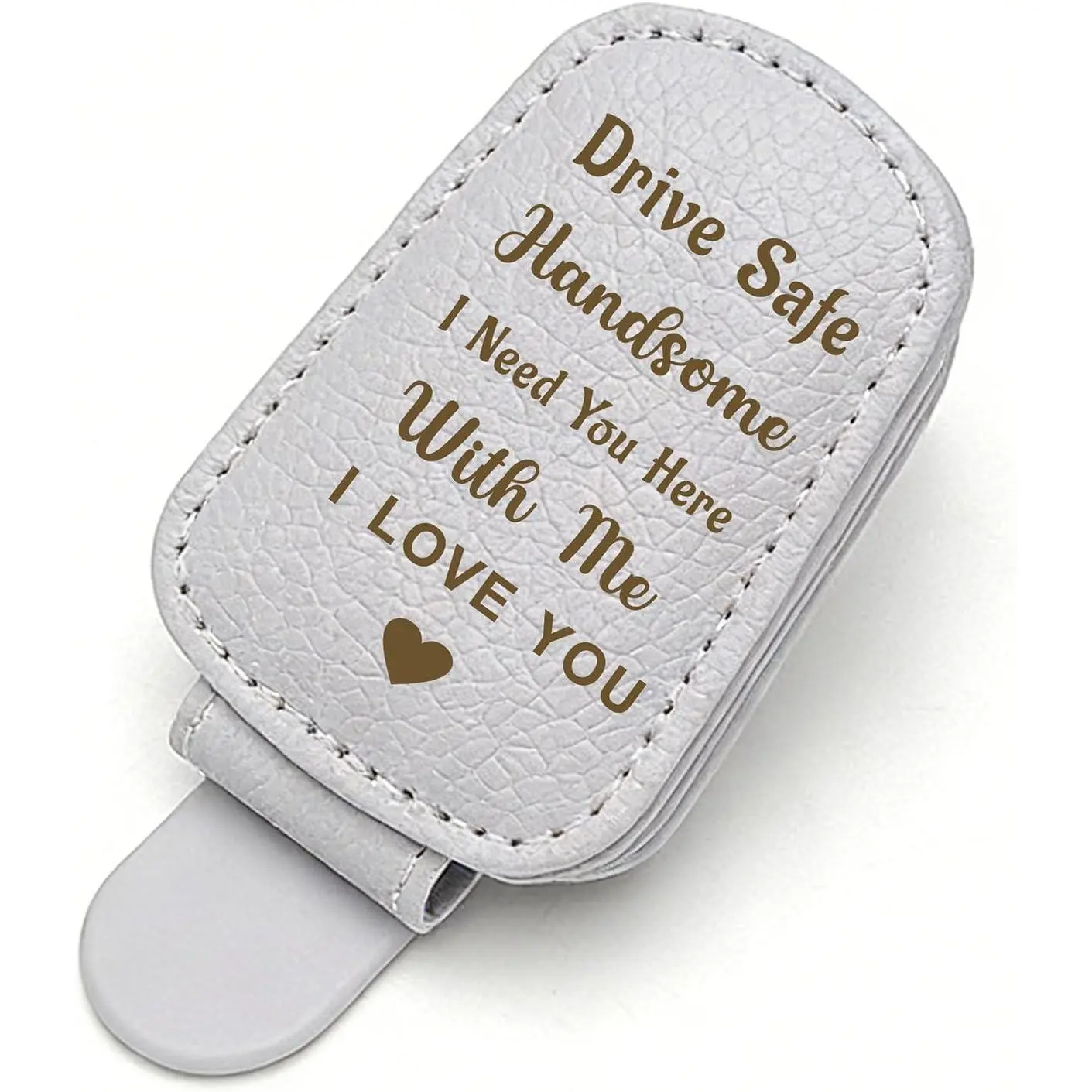 Boyfriend Gifts, Husband Gifts, Drive Safe I Love You Sunglasses Holder Clip for , Anniversary Visor Clip , Chirstmas Valentines Birthday, , Leather