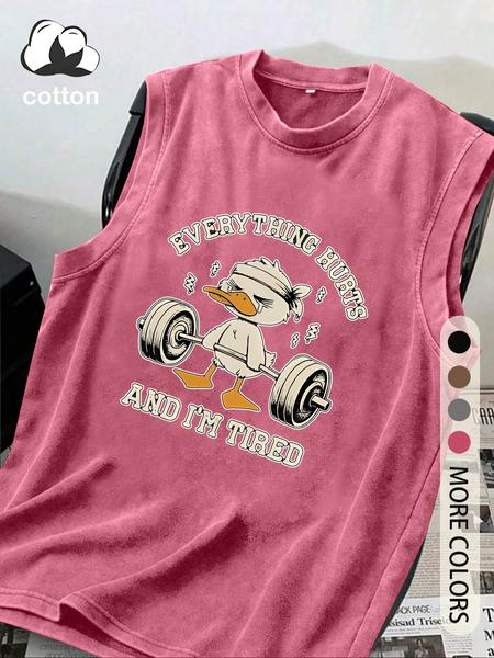 Cotton Retro Distressed Men's Tank Top Round Neck Stylish Sleeveless Shirt, Trendy Summer Apparel for Men