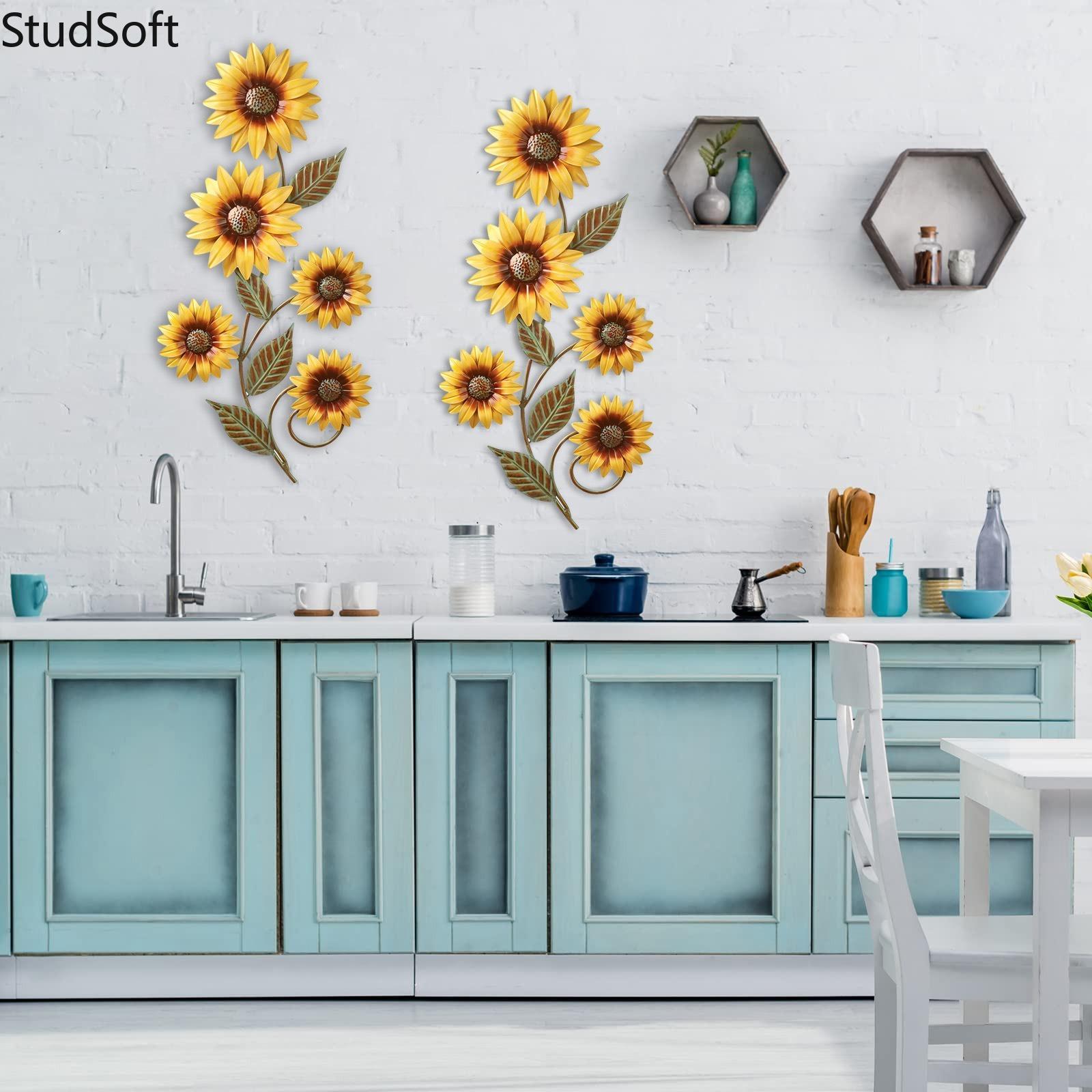 Summer Sunflower Wall Decor & 3D Metal Flower Wall Art, Outdoor Decor for Fence, Yard, Patio & Garden