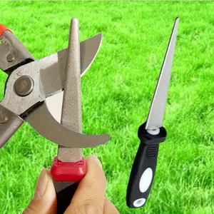 Easy-Grip Dual-Sided Diamond Sharpening Stone for Scissors & Knives - Versatile, No-Assembly Required, Non-Slip Handle, Ideal for Garden Tools & Kitchen Essentials