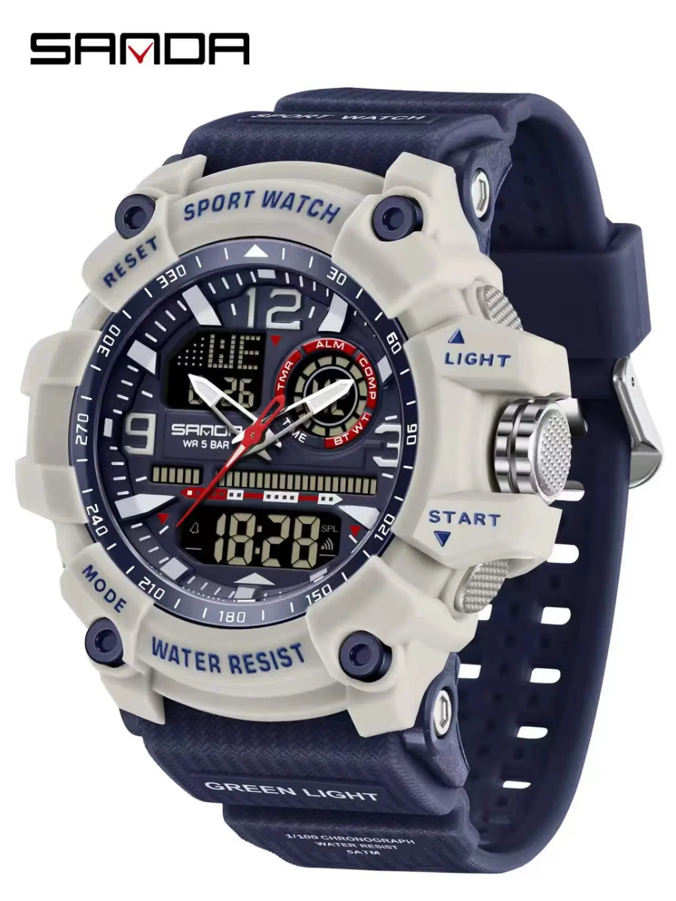 Brand Men's Watches, Dual display Quartz Mens Sports Watch Waterproof, Fashion Analog Watches For Men Clock, Alarm Clock Day Weeks Multi-functional Luminous WristWatches, Ideal for Holiday Birthday Gifts