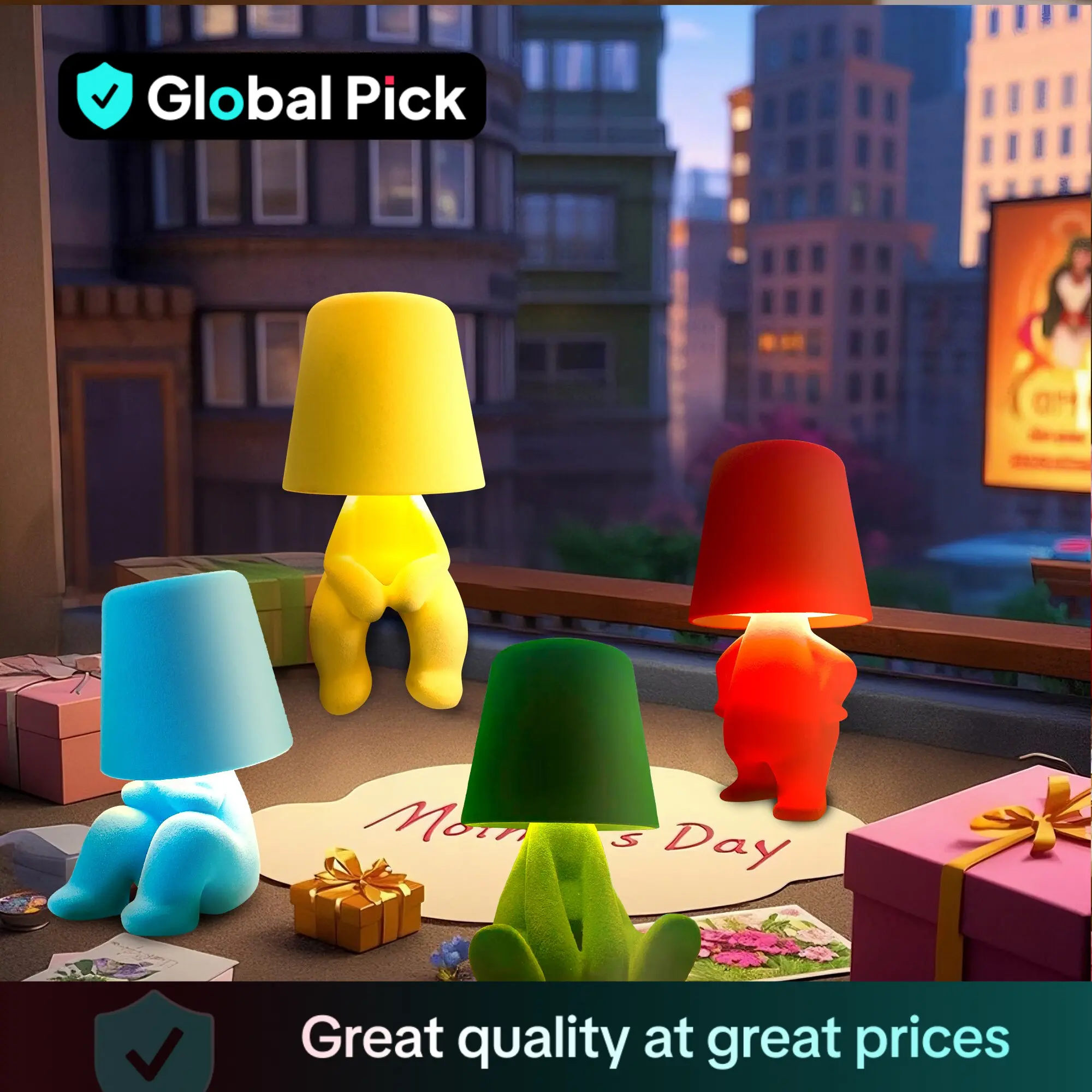 3-Way Dimmable Creative Design Table Lamp, USB Rechargeable LED Nightlight For Bedroom, Modern Mood Lighting for Adults, Nightstand Night Light for Ho