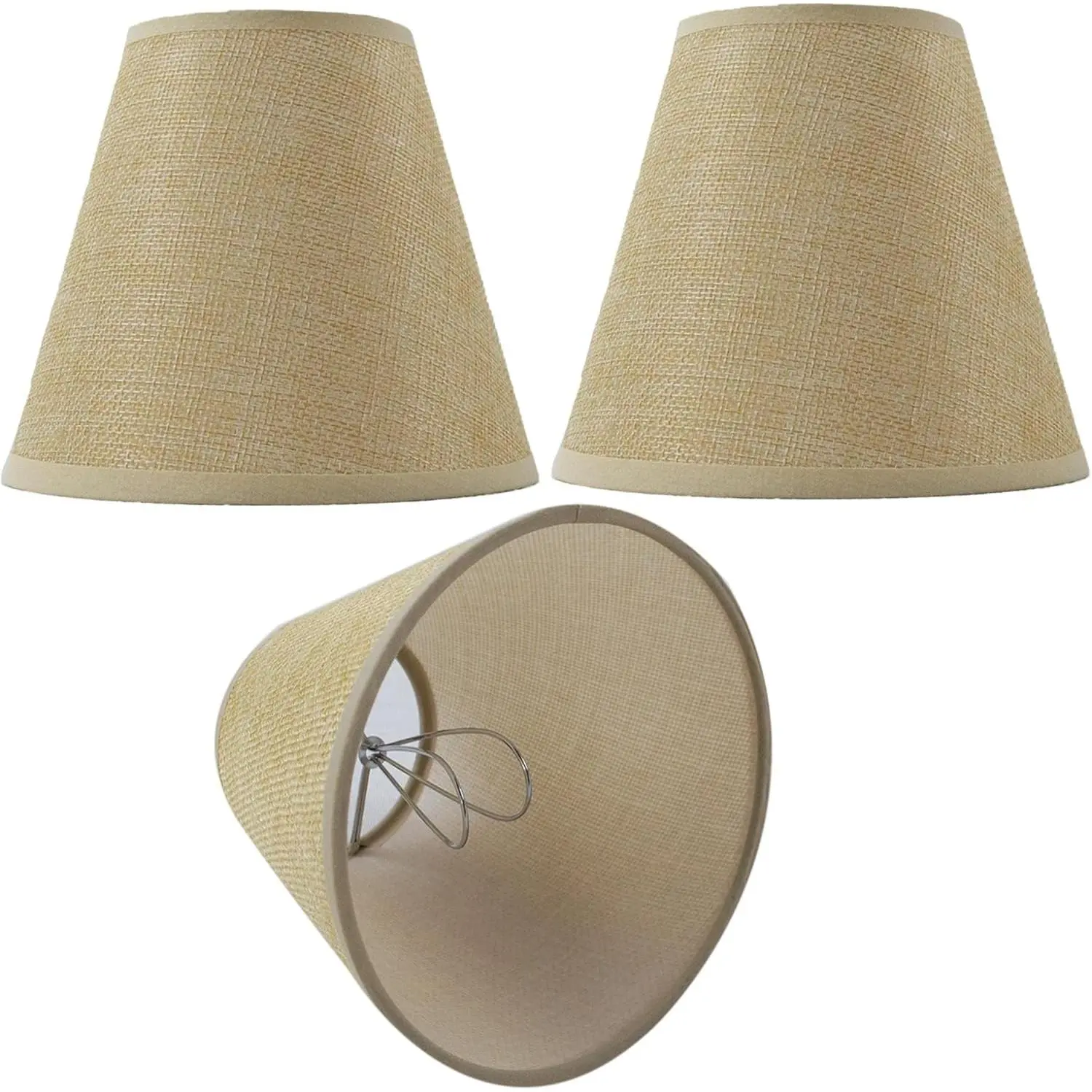 Women's Home Decor Compact Lampshade Set - 3 Small Fabric Clip-On Fitter Lampshades, 3"X6"X5" for Chandelier, Cutting Edge Bulbs