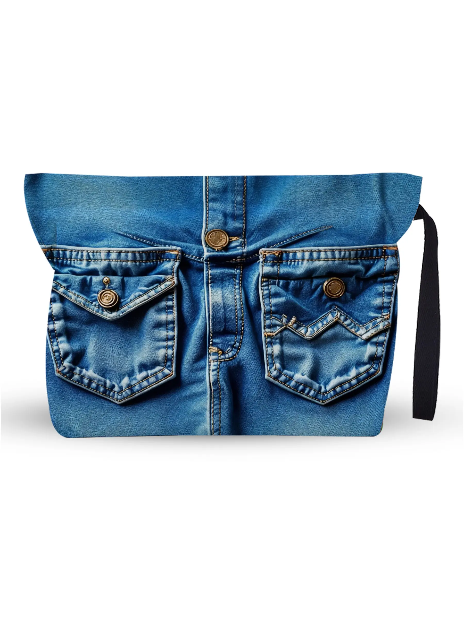 “Denim Jeans Pocket” Vintage Style Organizer Pouch - Large Capacity Toiletry & Accessory Bag with Wrist Strap & Lining, Thoughtful Gift for Him (Dads, Husbands, Brothers) - Great for Father’s Day, Christmas, Birthday, Holding Wallets & Daily Essentials
