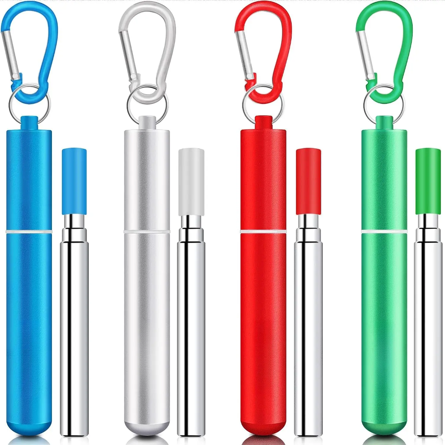 Cruise Ship Essentials,  Metal Straws (4 Pack) | Collapsible Travel Drinking Straws with Cases, Stainless Steel Straws, Cruise  Haves with  tips for Gifts