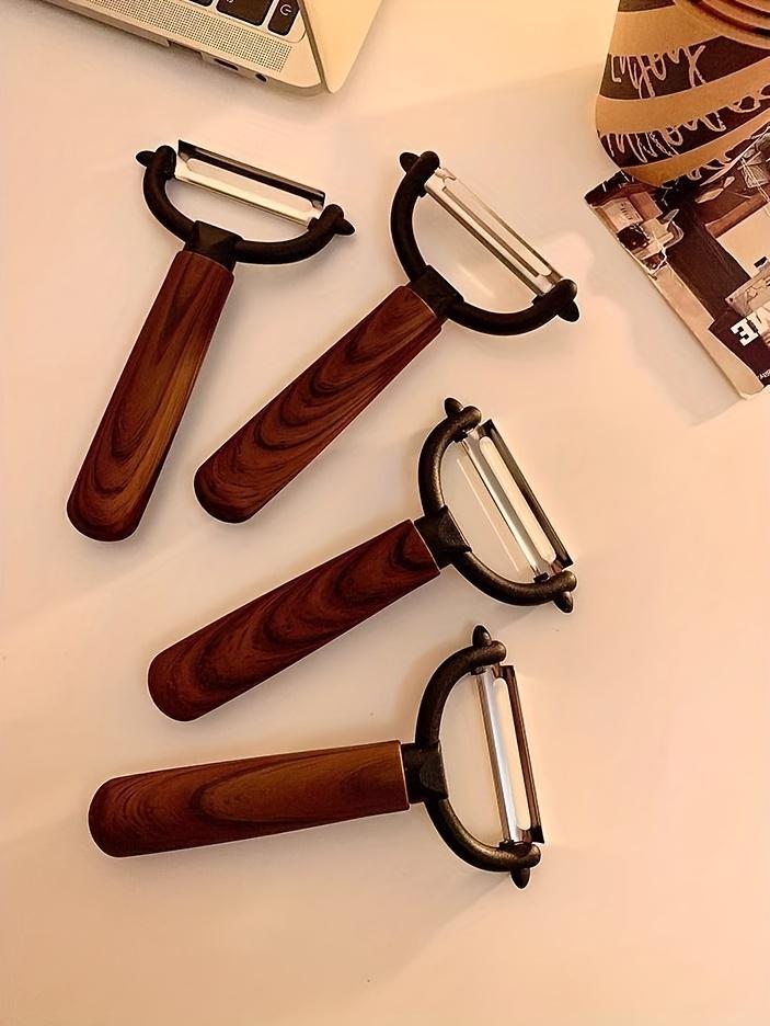 Multi-Use Vegetable Fruit Peeler - Vintage Faux Wood Grain, Sharp Stainless Steel Blade, Ergonomic Handle | Peels Potatoes, Apples, Carrots, Dishwasher Safe | Gift-Worthy Home Cooking Tool